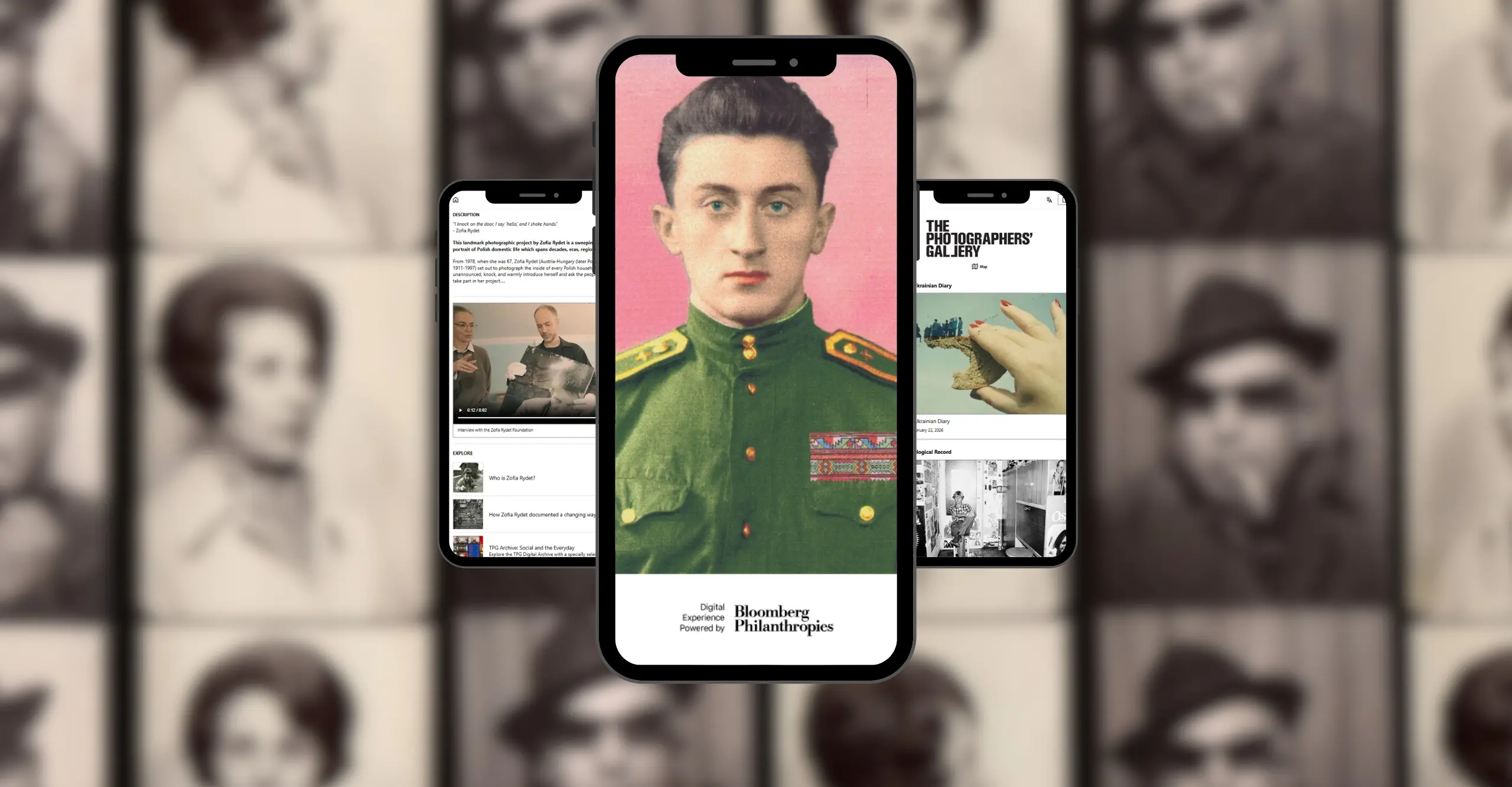 Web banner advertising the bloomberg connects app visualised on a mobile phone screen.